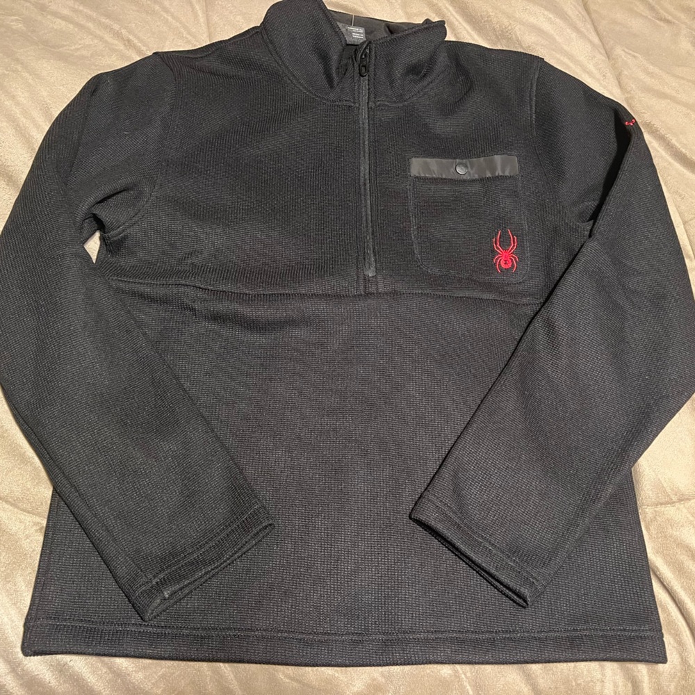 Spyder Black Quarter Zip with Red Details Size Medium - Picture 1 of 6